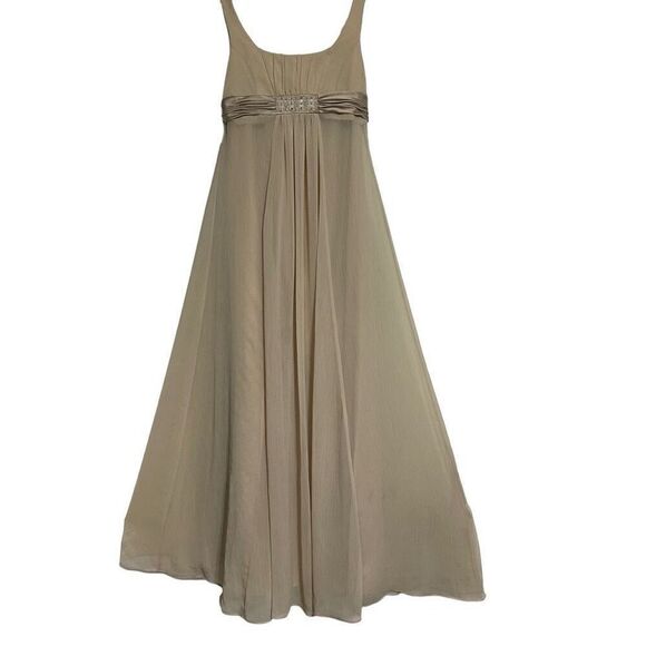 Davids Bridal Formal Bridesmaid Dress Size 8 Champagne Sleeveless Chiffon A-line - Picture 3 of 11